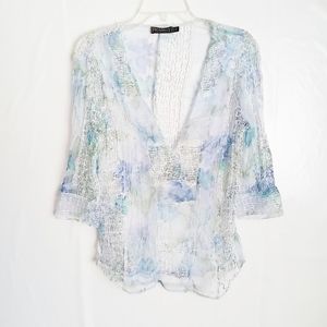 NWOT PicaDilly Sheer Blue Green Top
